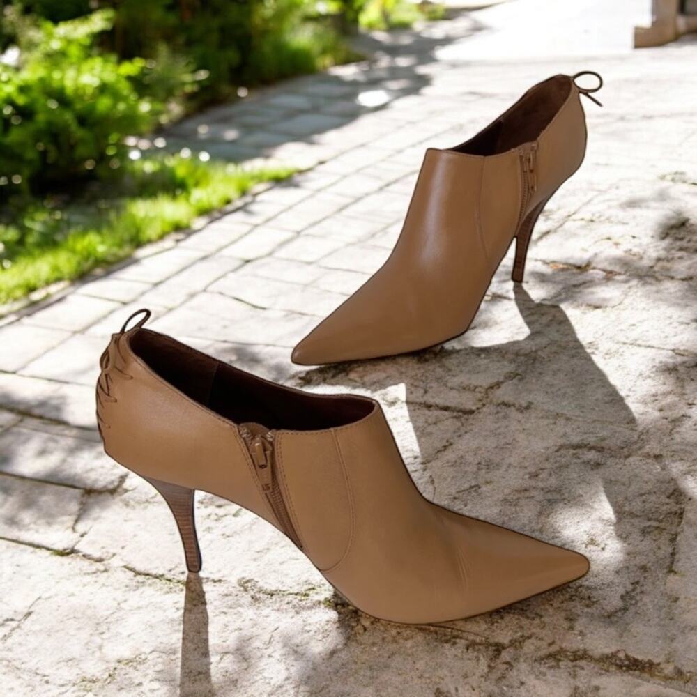 Alfani Women Leather Ankle Boots Bamboo Color 9.5M